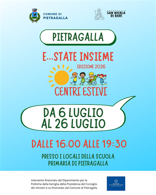 Centri Estivi â€œE...STATE CON NOI. Edizione 2026 - Pietragalla